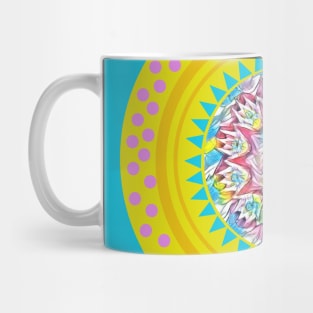 Retro Blue Teal Hue. A cute flower in a teal blue and yellow combo with a retro vibe. Mug